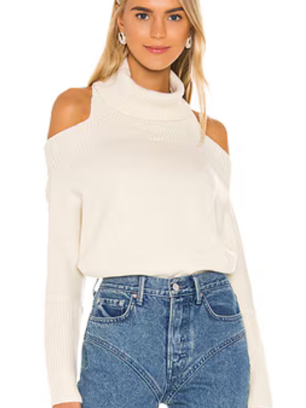 Lovers + Friends Cream Ribbed Turtleneck Sweater